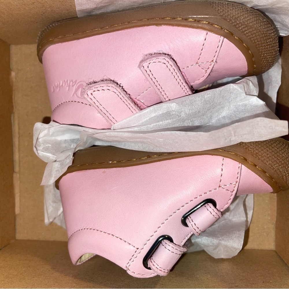 Naturino Pink and Brown Baby Walker Shoes Velcro Closure